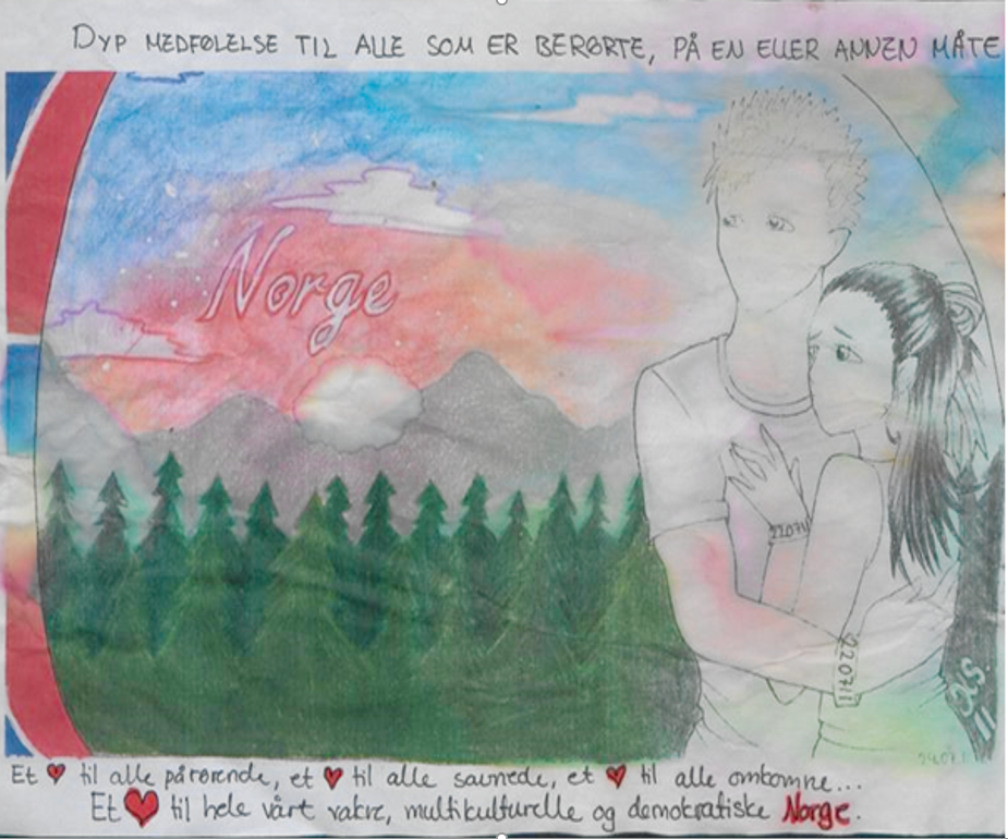 A children´s drawing showing a couple comforting each other
